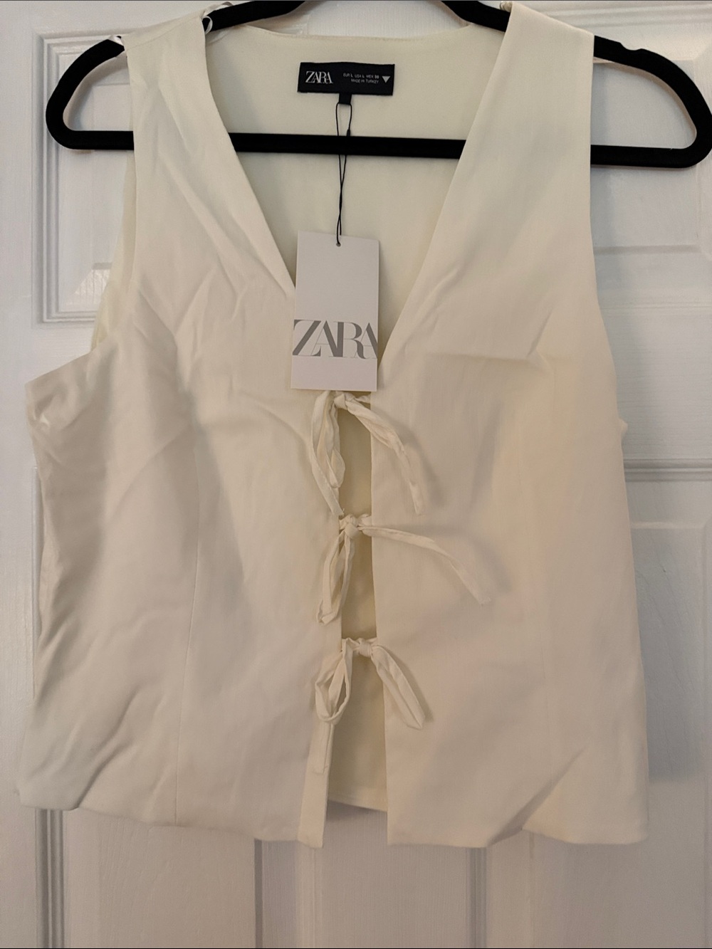 Zara Cream Tie-Front V-Neck Sleeveless Camisole